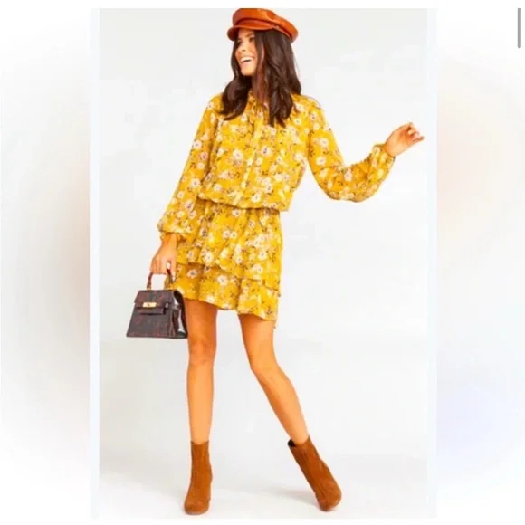 Athropologie Show Me Your MuMu NWOT Yellow Floral Mini Channing Dress - Picture 1 of 4